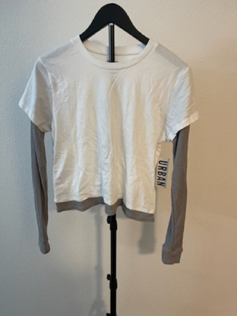NWT Urban Outfitters Layered-Look White & Gray Long Sleeve Tee small